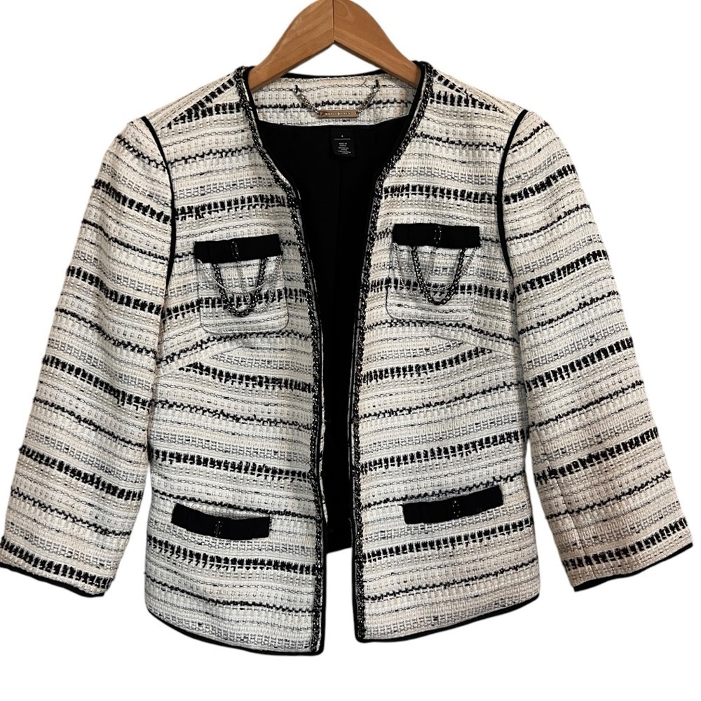 White House Black Market Tweed Chain Blazer Size (4)